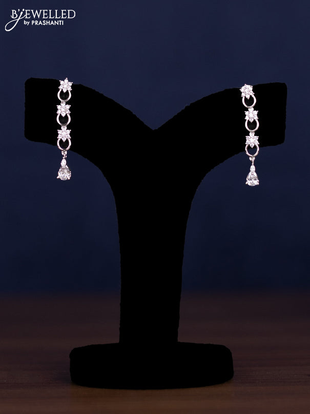 zircon necklace floral design with cz stones