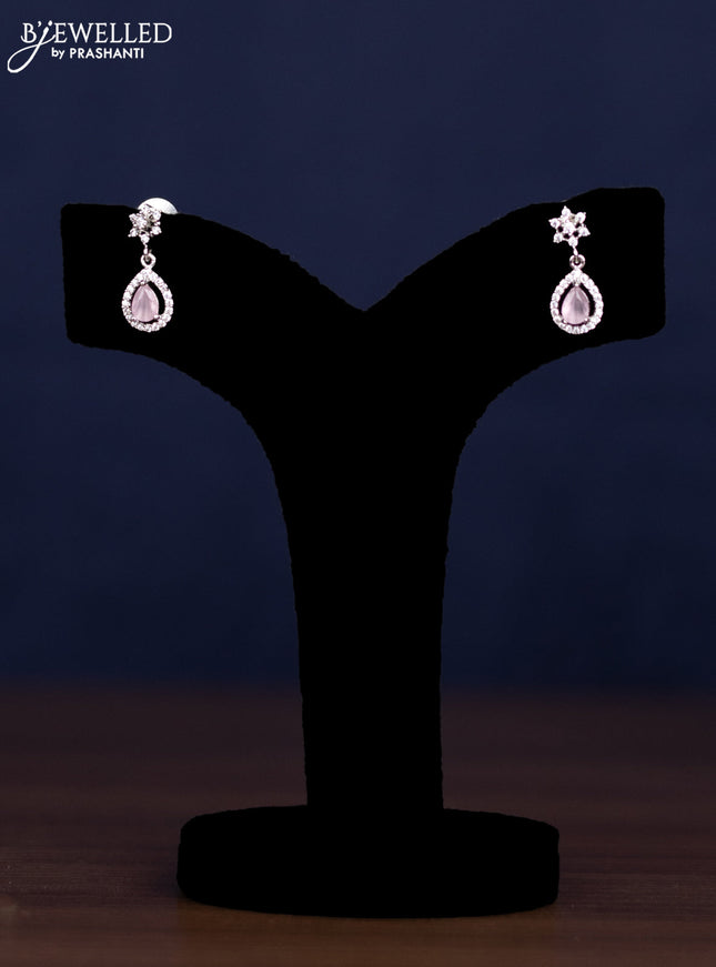 zircon necklace floral design with baby pink and cz stones