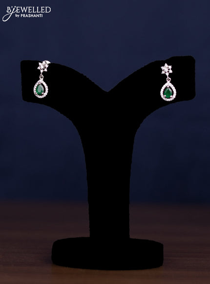 zircon necklace floral design with emerald and cz stones