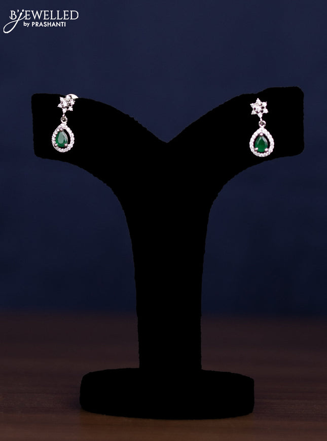 zircon necklace floral design with emerald and cz stones