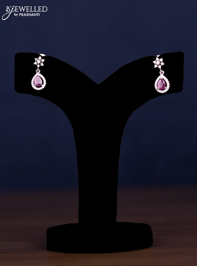 zircon necklace floral design with ruby and cz stones