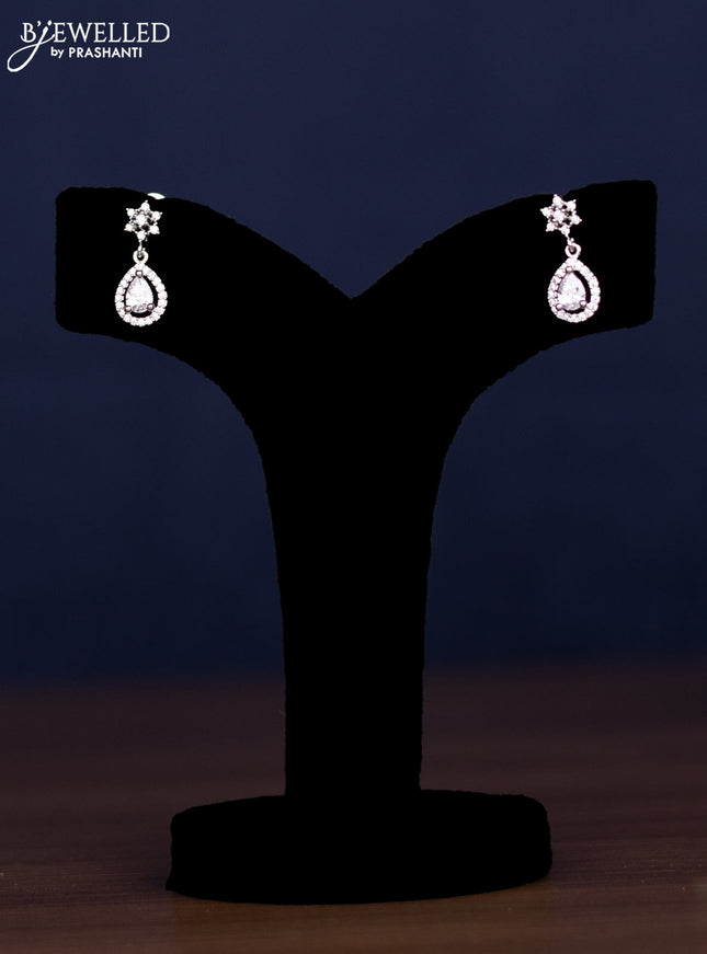 zircon necklace floral design with cz stones