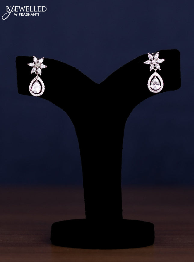 zircon necklace floral design with cz stones