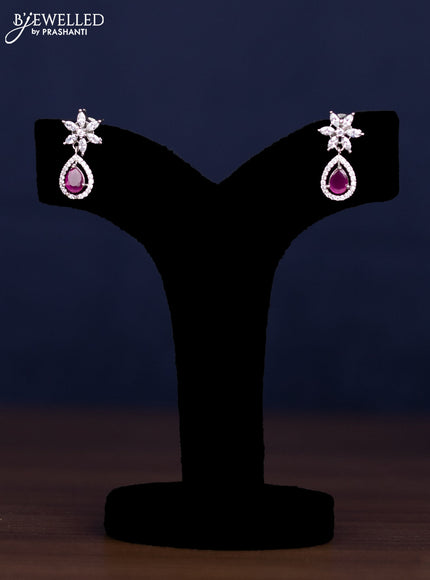 zircon necklace floral design with ruby and cz stones