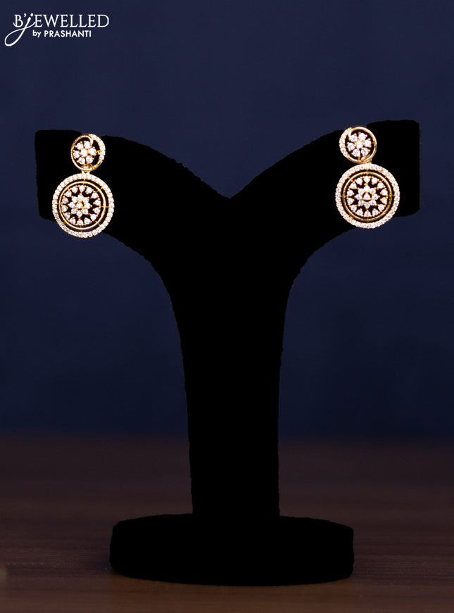 zircon necklace floral design with cz stones in gold finish