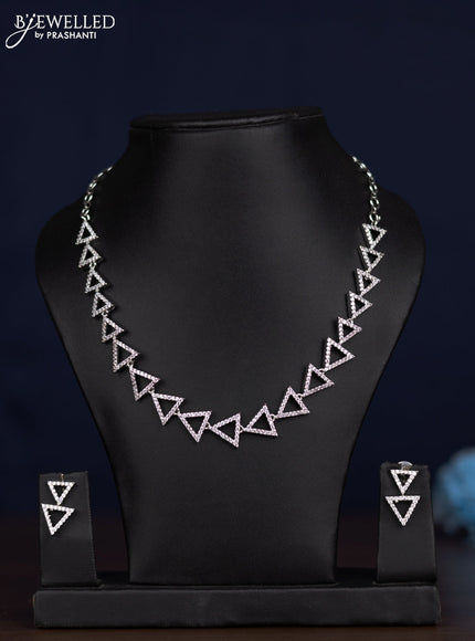 Zircon necklace geometric design with cz stones