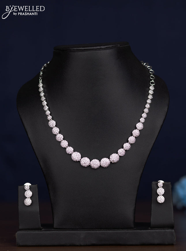 zircon necklace floral design with cz stones