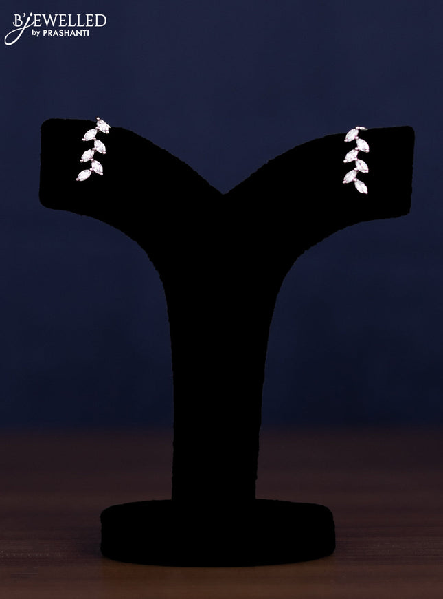 zircon necklace leaf design with cz stones