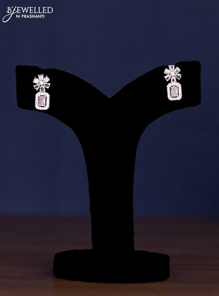 zircon necklace floral design with baby pink and cz stones