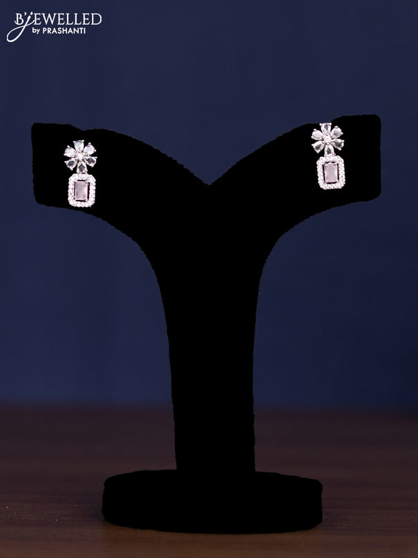 zircon necklace floral design with baby pink and cz stones