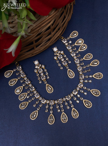 Zircon choker with cz stones in gold finish