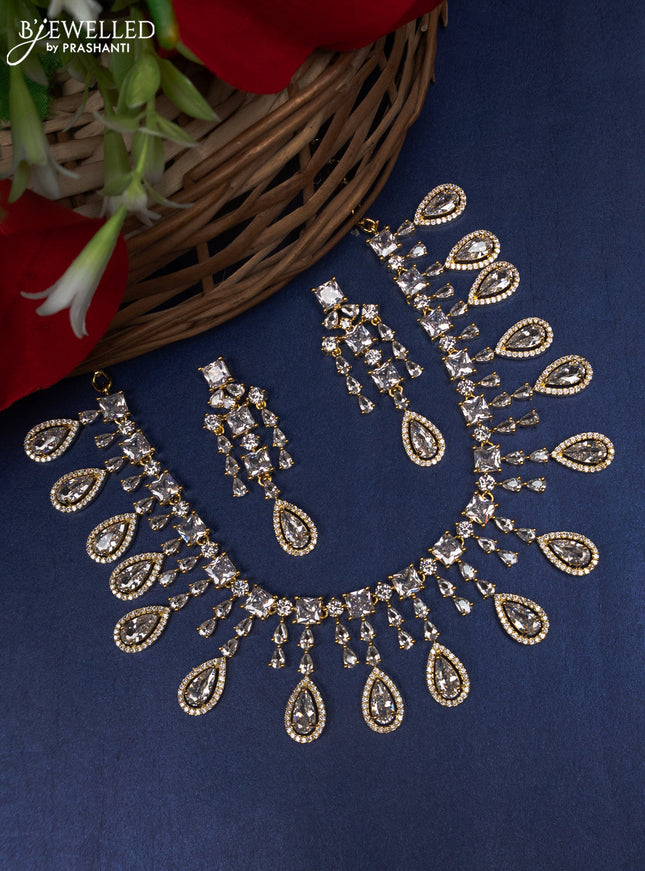 Zircon choker with cz stones in gold finish