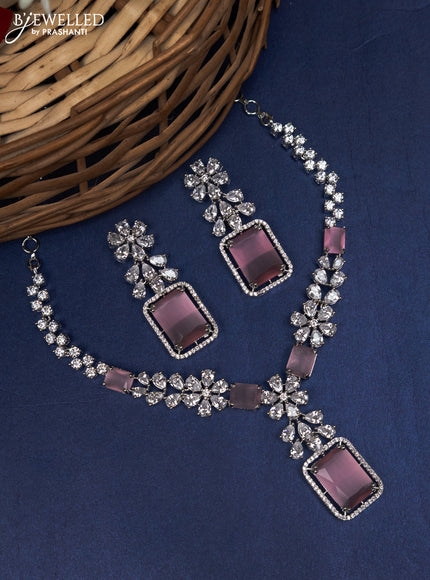 Zircon choker floral design with baby pink and cz stones