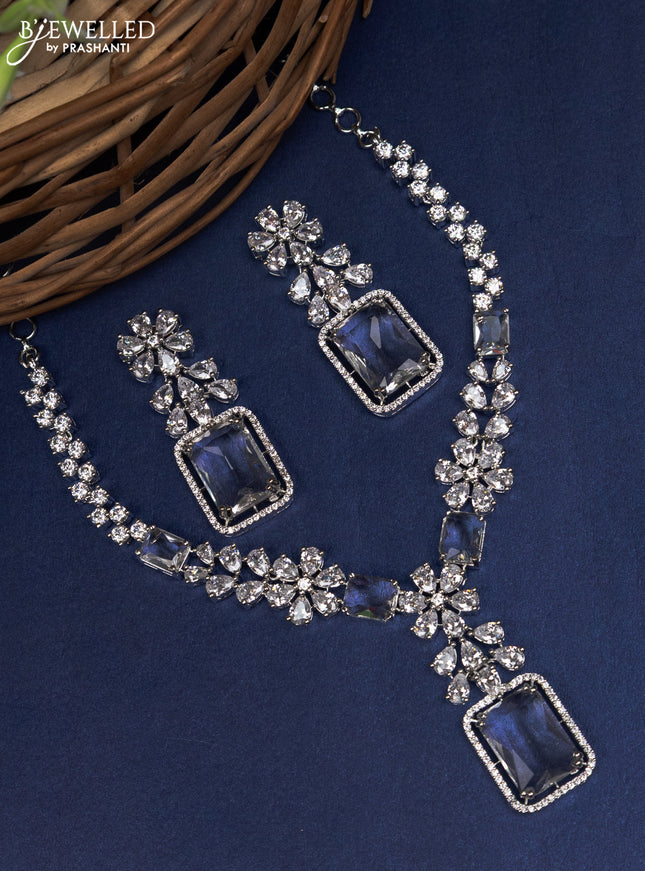 Zircon choker floral design with cz stones