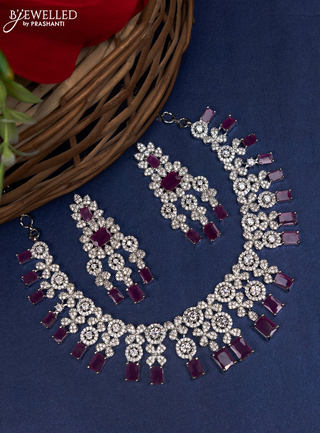 Zircon choker with ruby and cz stones