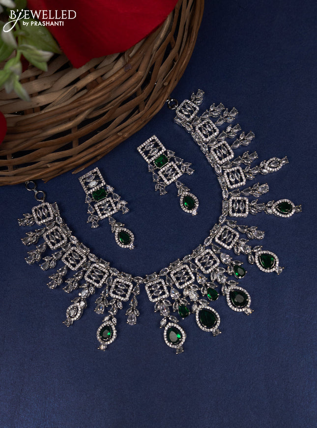 Zircon choker with emerald and cz stones