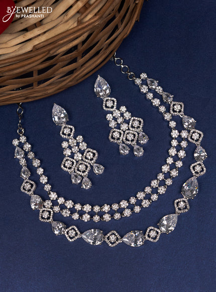 Zircon double layer choker with cz stones