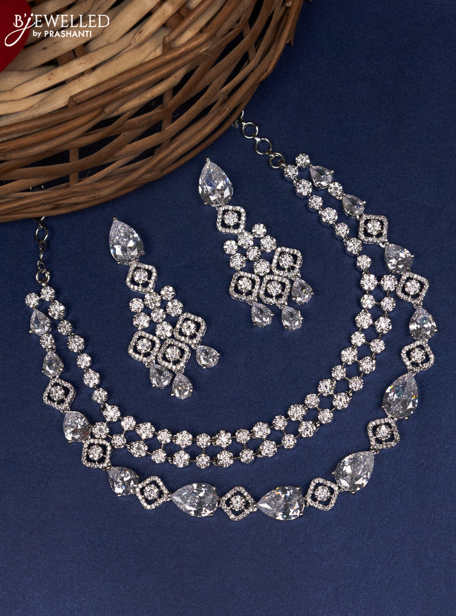 Zircon double layer choker with cz stones