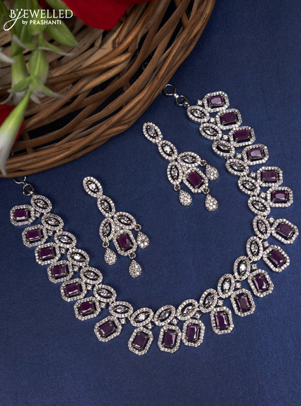 Zircon choker with ruby and cz stones