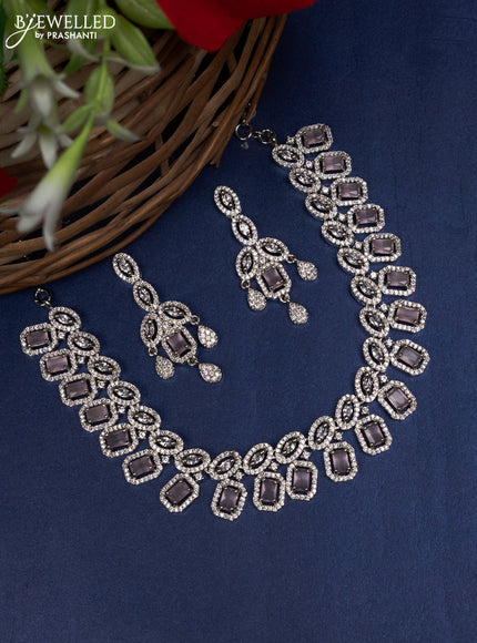 Zircon choker with baby pink and cz stones