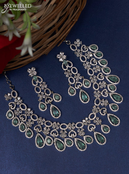 Zircon choker with mint green and cz stones