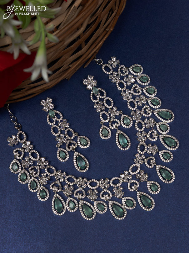 Zircon choker with mint green and cz stones