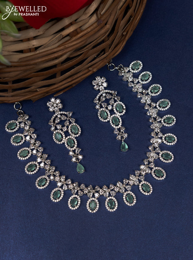 Zircon choker with mint green and cz stones