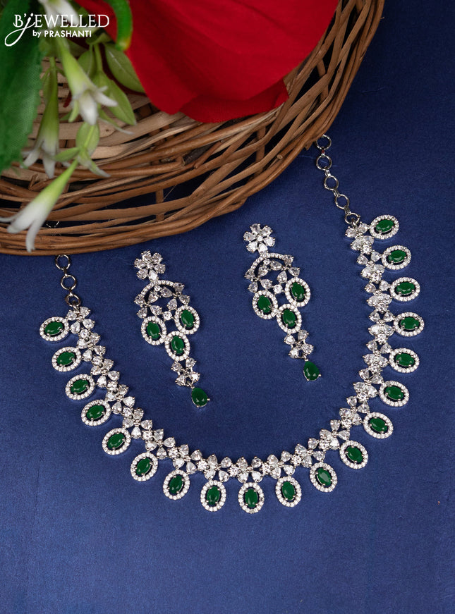 Zircon choker with emerald and cz stones