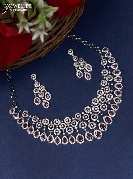 Zircon choker with ruby and cz stones