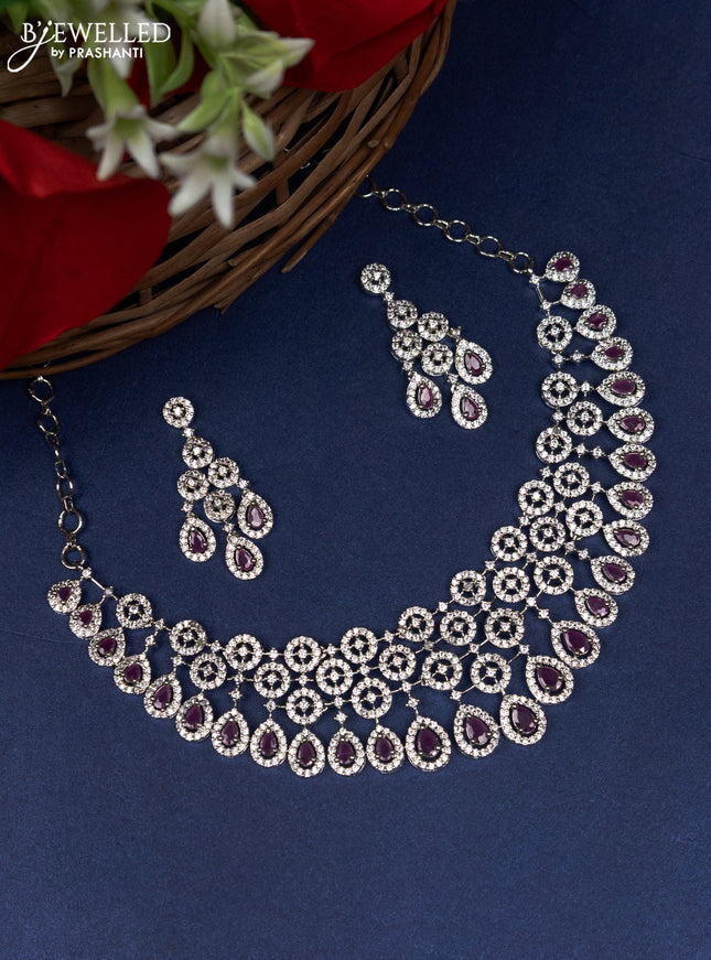 Zircon choker with ruby and cz stones
