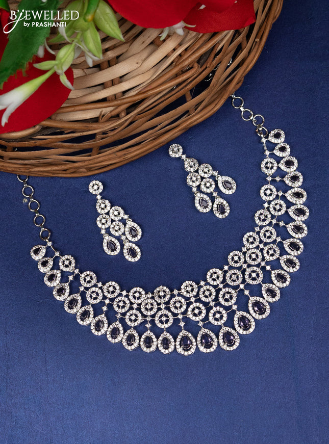 Zircon choker with violet and cz stones