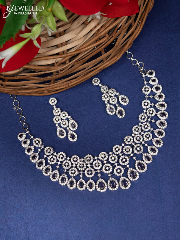 Zircon choker with violet and cz stones