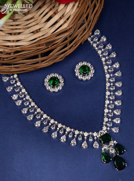 Zircon choker with emerald and cz stones