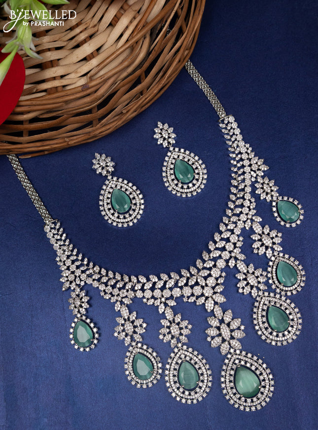Zircon choker with mint green and cz stones