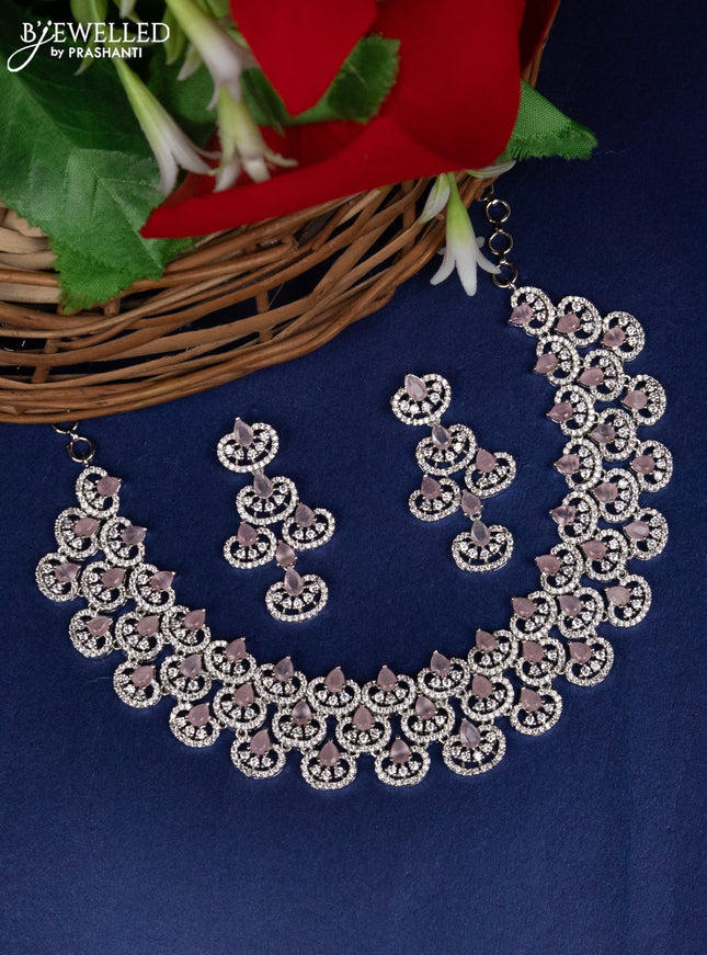 Zircon choker with baby pink and cz stones