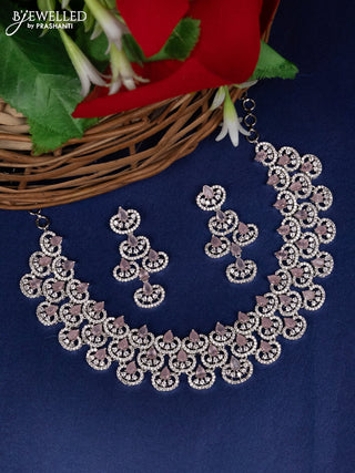 Zircon choker with baby pink and cz stones