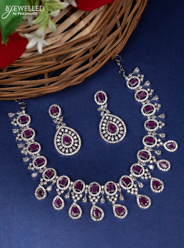 Zircon choker with ruby and cz stones