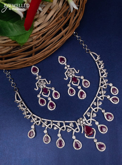 Zircon choker with ruby and cz stones