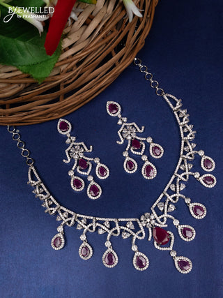 Zircon choker with ruby and cz stones