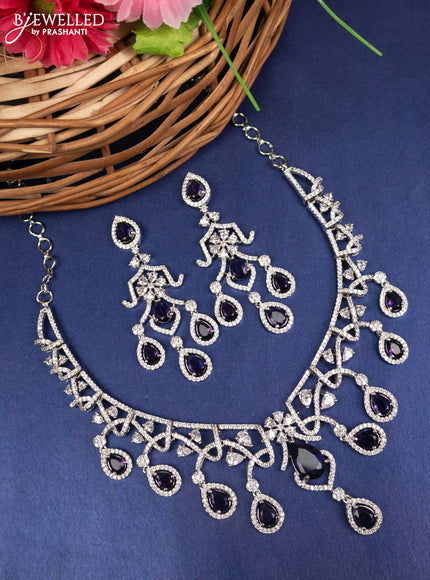 Zircon choker with violet and cz stones