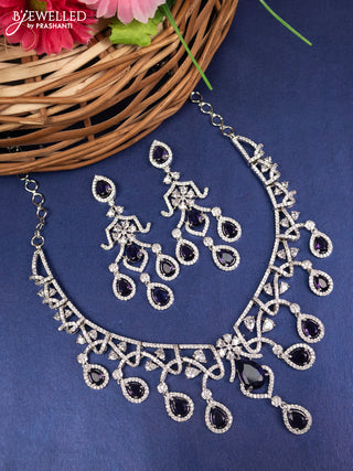 Zircon choker with violet and cz stones