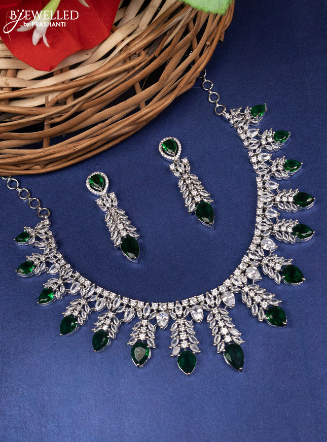 Zircon choker with emerald and cz stones