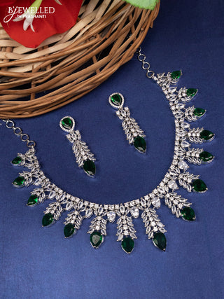 Zircon choker with emerald and cz stones