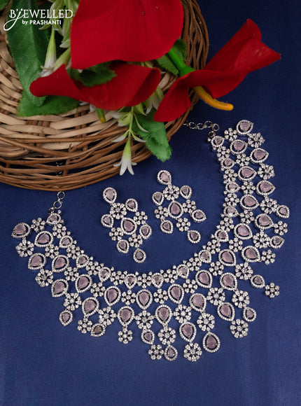 Zircon choker with baby pink and cz stones