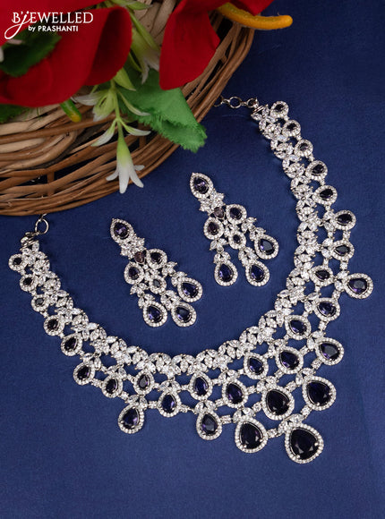 Zircon choker with violet and cz stones