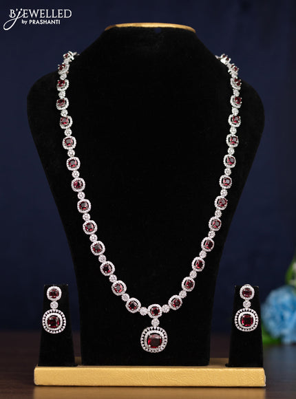 Zircon haaram with ruby and cz stones