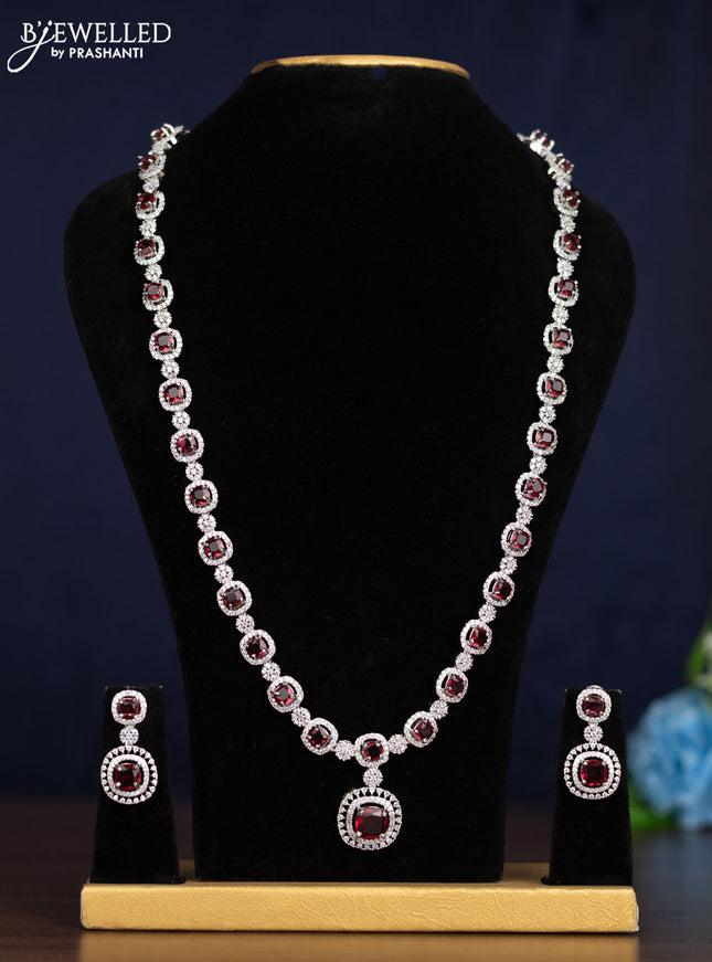 Zircon haaram with ruby and cz stones