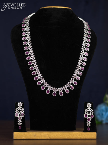 Zircon haaram with ruby and cz stones