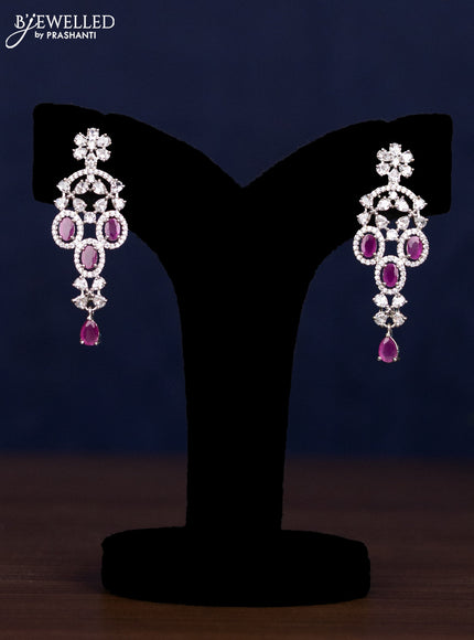 Zircon haaram with ruby and cz stones