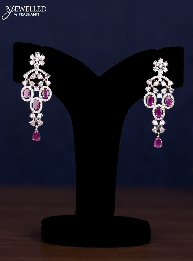 Zircon haaram with ruby and cz stones